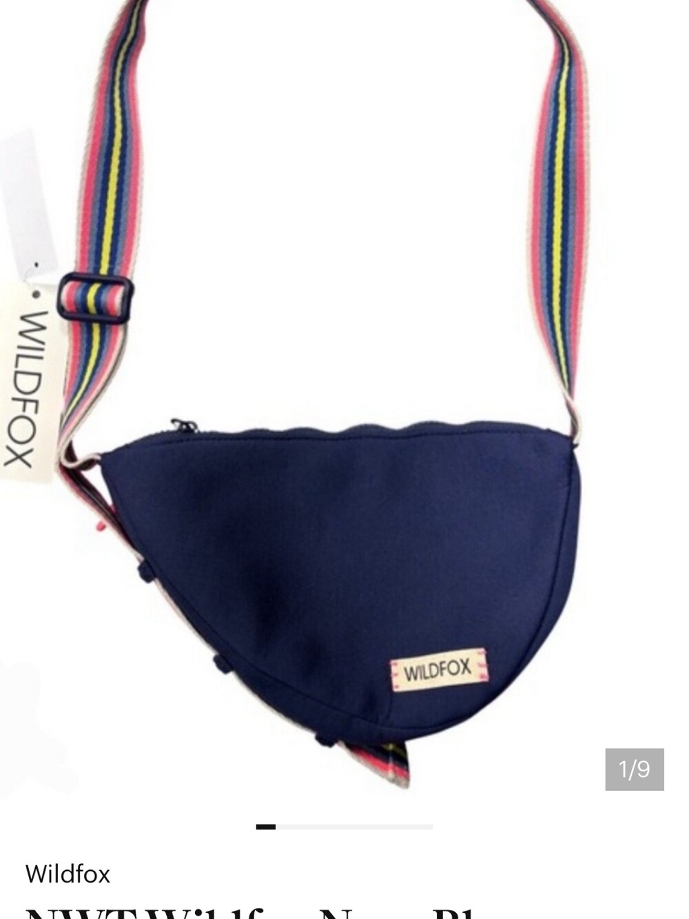 Wildfox Navy Crossbody with Multicolor Rainbow Strap